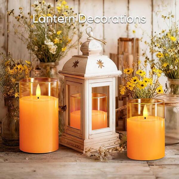 Gold Flameless Battery Operated Candles Set of 3, LED Candles with