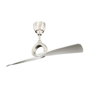Link 54 in. Indoor Brushed Nickel Flush Mount Ceiling Fan with Remote Control