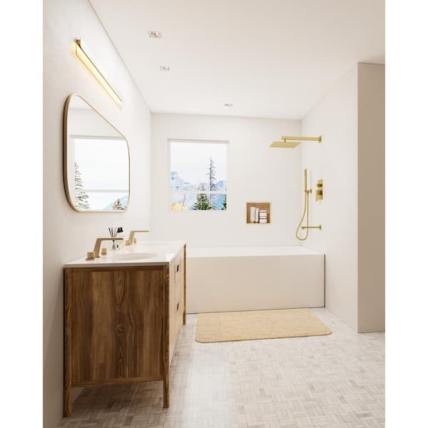 10 in. Wall Mount Single Handle 2-Spray Tub and Shower Faucet Set in Brushed Gold (Valve Included)