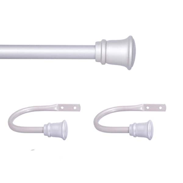 Kenney Trumpet 48 in. - 84 in. Adjustable Single Curtain Rod with Holdbacks 5/8 in. Dia. in Satin Nickel with Trumpet Finials