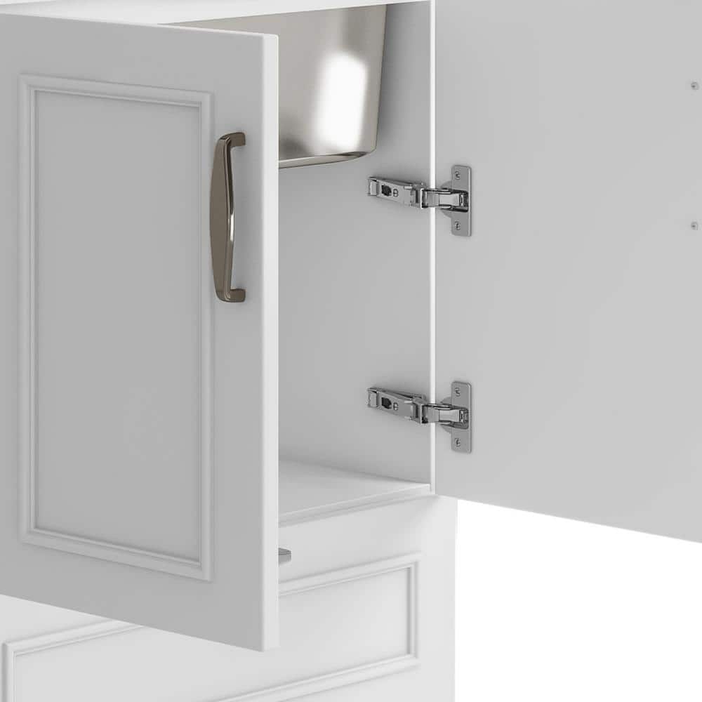 White 28-Inch Laundry Cabinet with Stainless Steel Sink