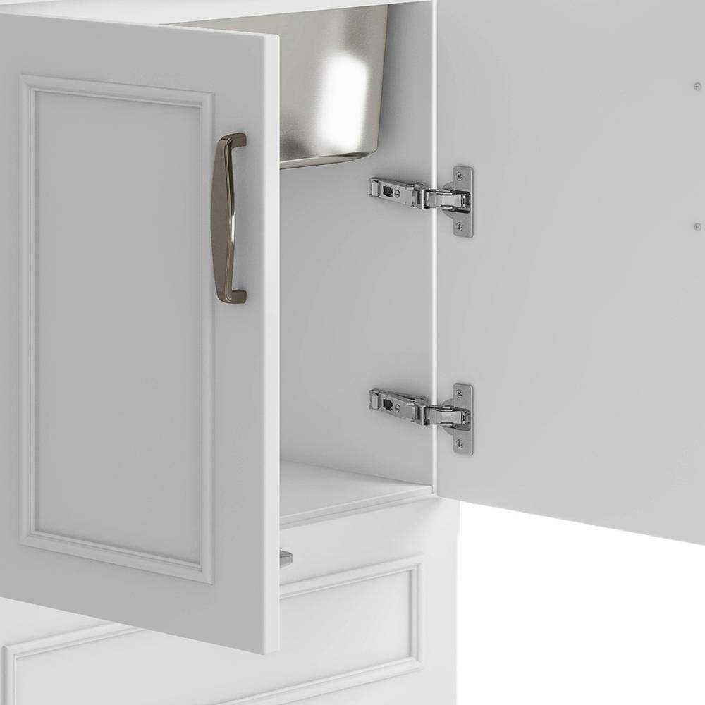 White 28-Inch Laundry Cabinet with Stainless Steel Sink