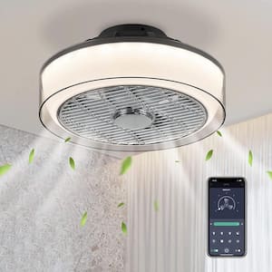 16 in. Modern Dimmable Integrated LED Indoor Smoky Gray Smart Enclosed Ceiling Fan with Remote