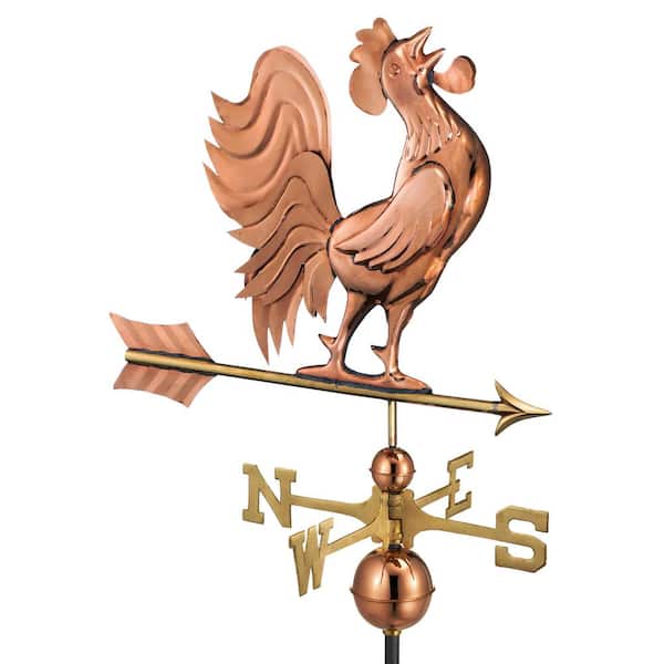 Good Directions Crowing Rooster Weathervane - Pure Copper