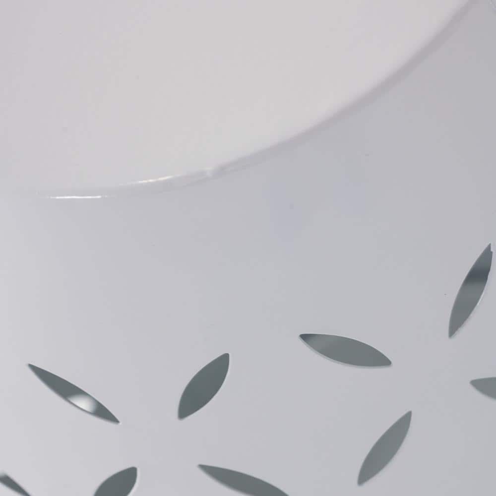 White Iron 12.25" Round Outdoor Patio Side Table