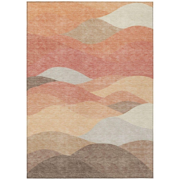 Chantille Machine Washable Indoor/Outdoor Abstract ACN2378 Coral 8 ft. x 10 ft. Area Rug