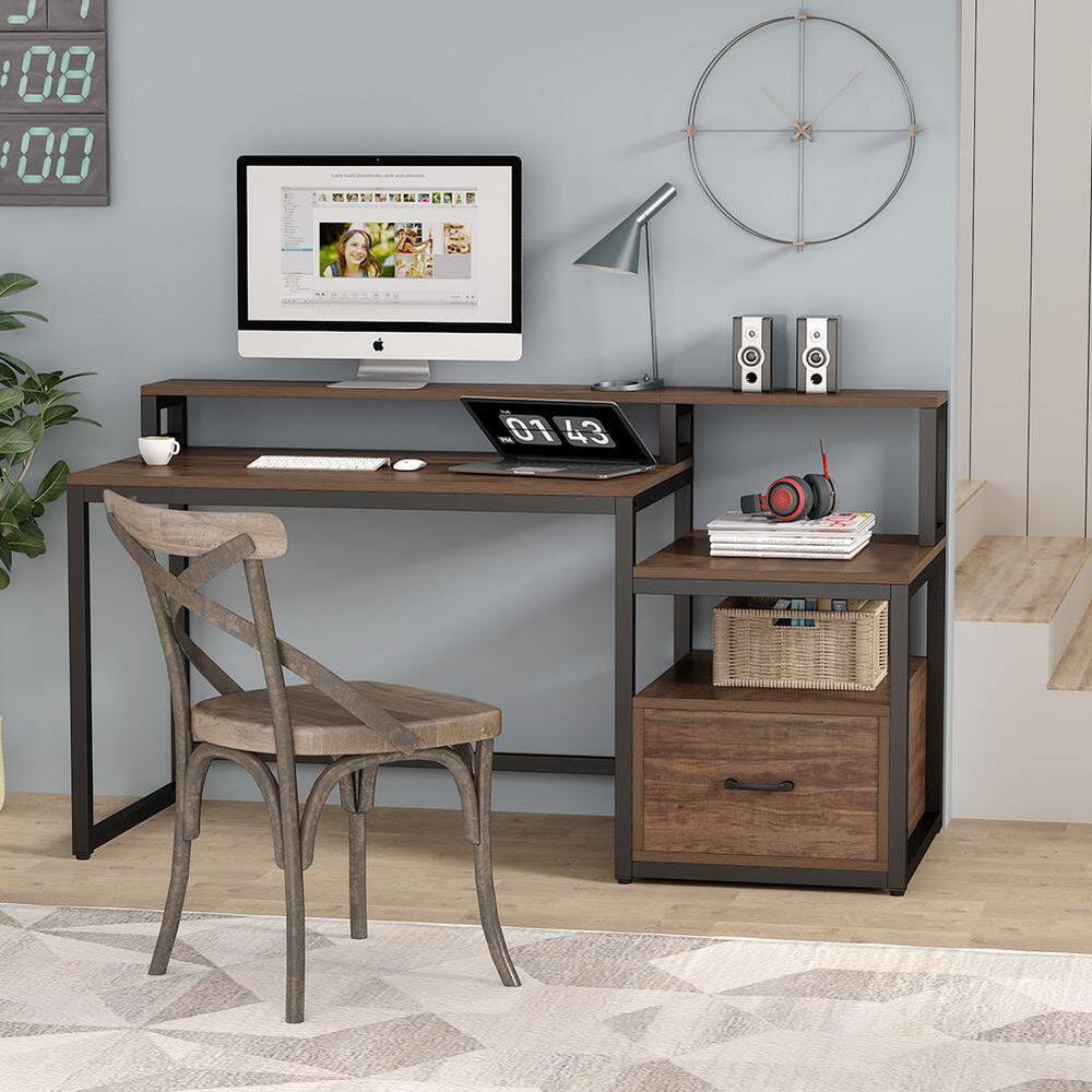 rustic one drawer computer desk