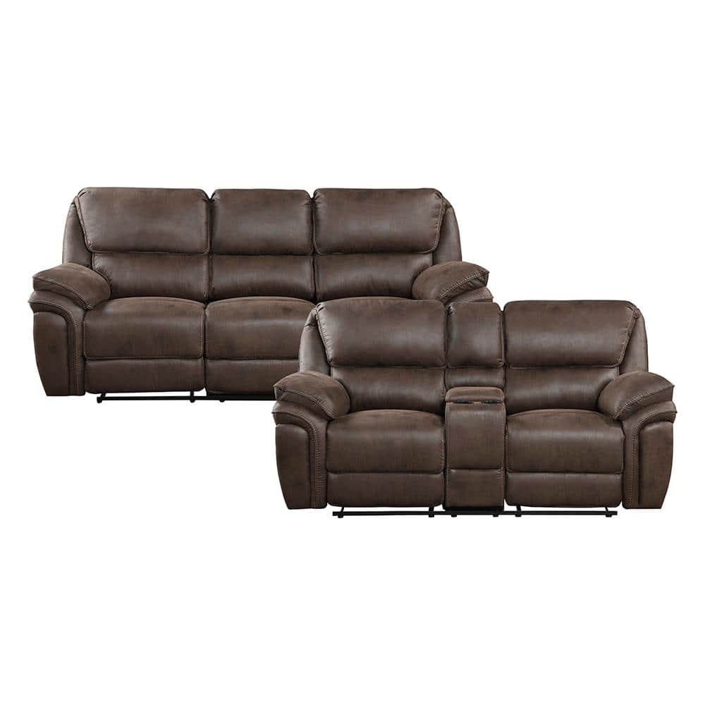 Arlo 90 in. W Pillow Top Arm Microfiber Rectangle 2-Piece Manual Reclining 