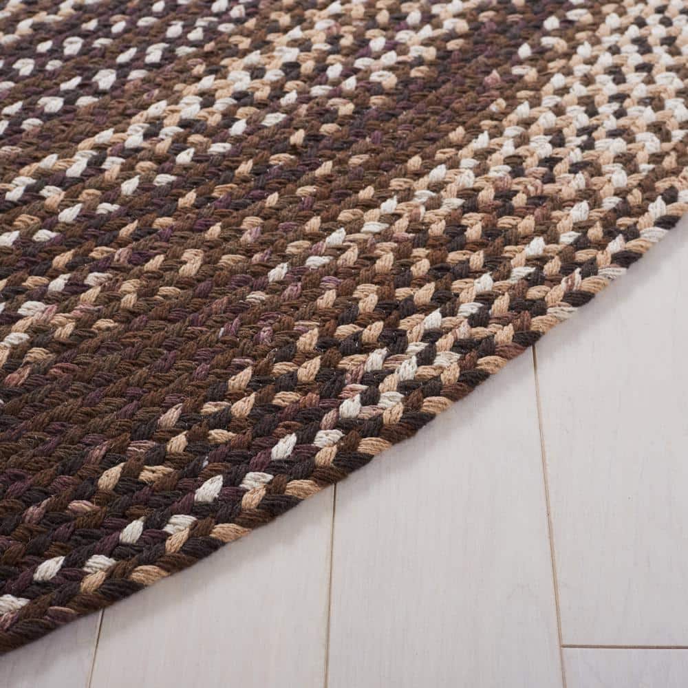Handwoven Brown and Ivory Cotton Oval Rug 6' x 9'