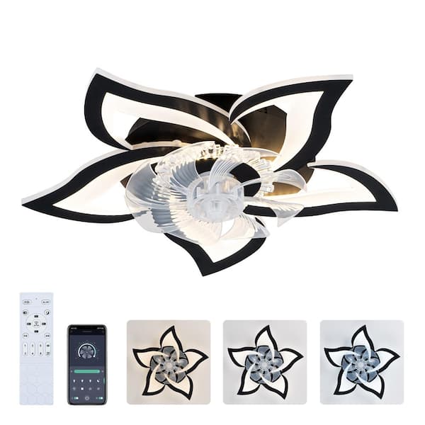 24 in. Black Quiet Reversible DC Motor Ceiling Fan with Remote Control, 6 Wind Speeds 3-Color Temperature