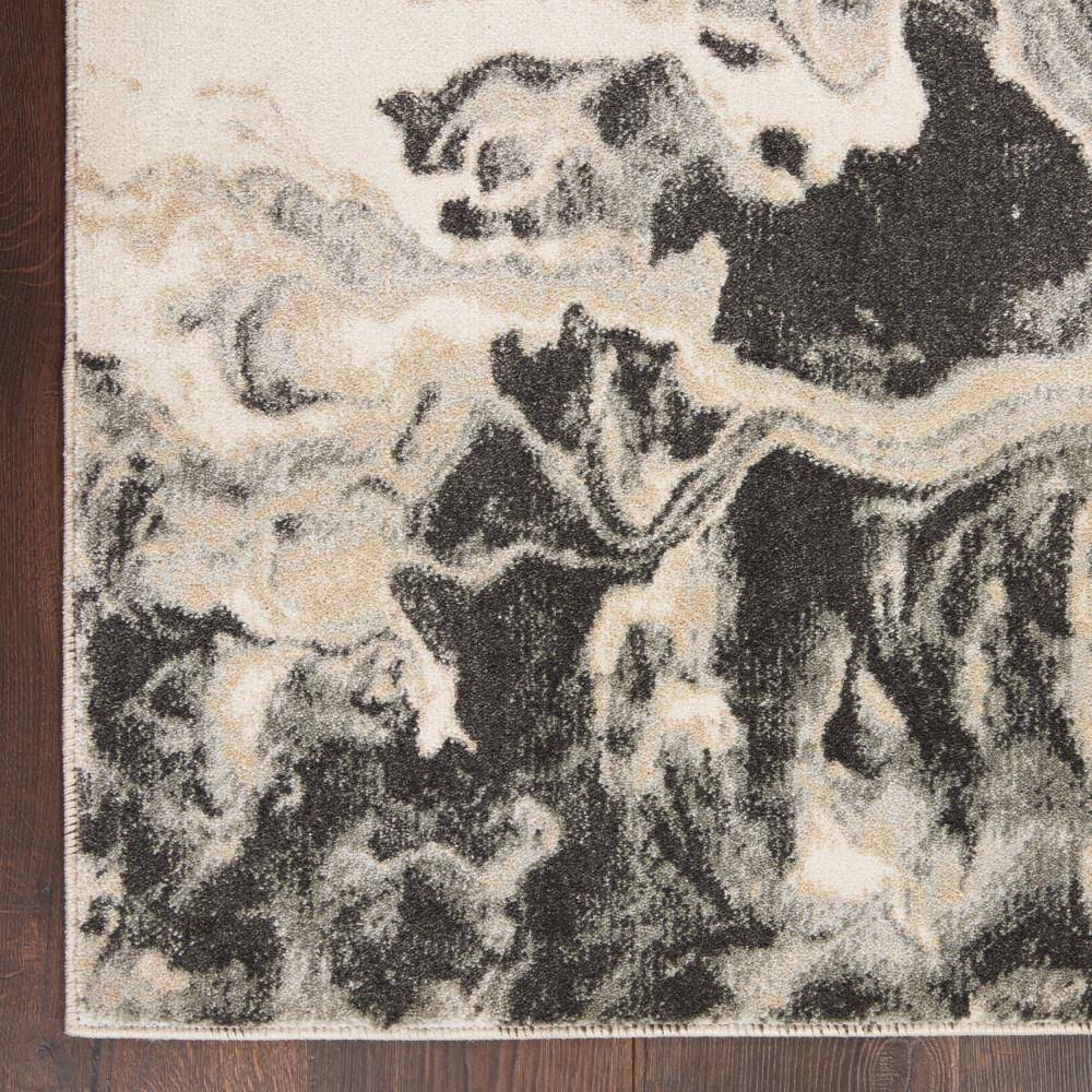 Elegance Abstract Grey Polyester 26" Indoor Area Rug