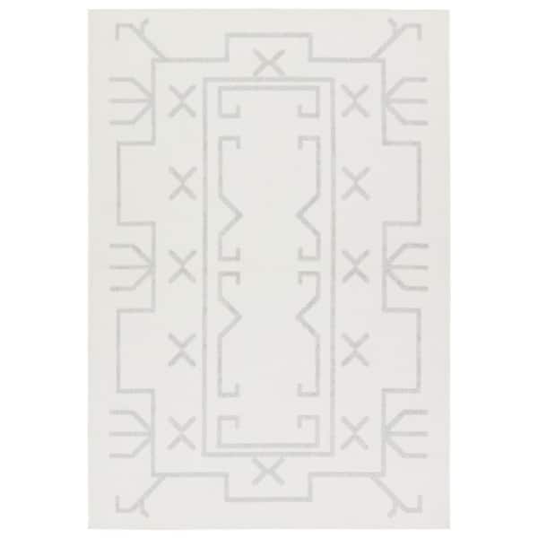 Kasinda 8 ft. x 10 ft. Cream/Gray Tribal Indoor/Outdoor Area Rug