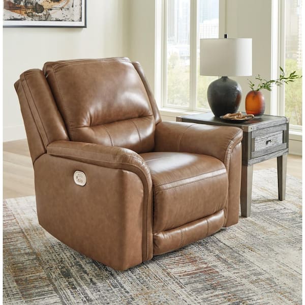 Trasimeno Brown Leather Match Standard Power Recliner with Adjustable Headrest