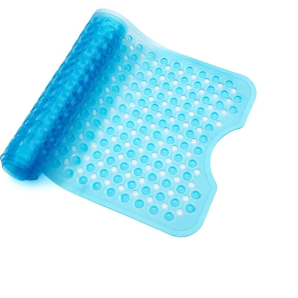 40 in. x 16 in. Bath Tub and Shower Mat in Clear Blue, Non Slip Machine Washable Bathmat with Drain Holes, Suction Cups price history on PriceWatchPro