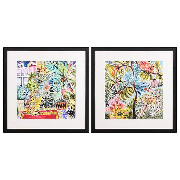 Paragon Jungle Cat Landscape by Fields 2-Piece Framed Abstract Wall Art 26 in. x 26 in.