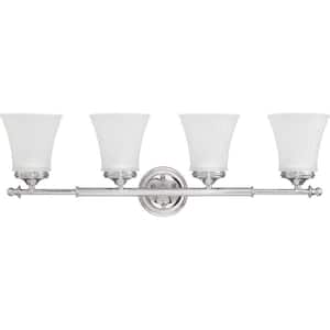 Teller 28.5 in. 4-Light Polished Chrome Vanity Light with Frosted Etched Glass Shade