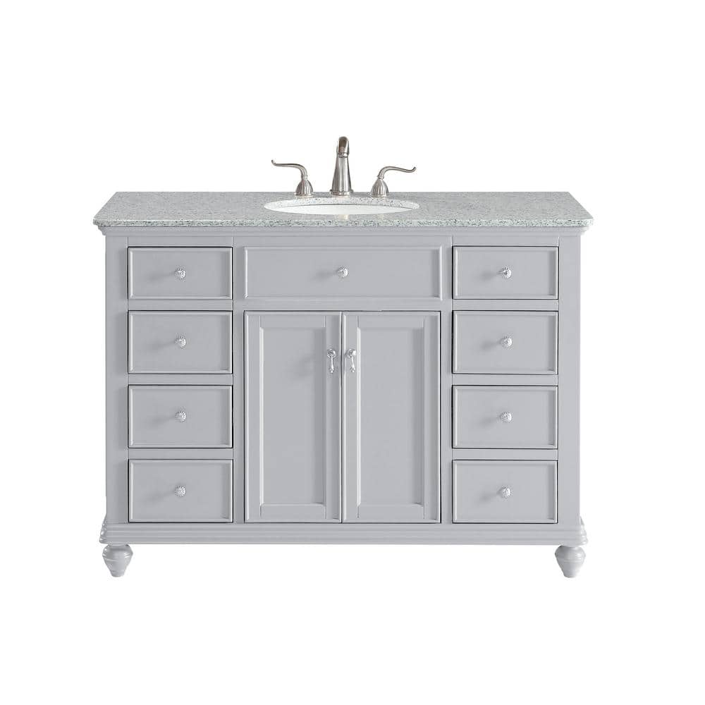 Timeless Home 48 in. W Single Bathroom Vanity in Light Grey with Vanity ...