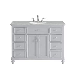 Timeless Home 48 in. W Single Bathroom Vanity in Light Grey with Vanity Top in White with White Basin