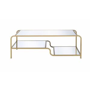Amelia 24 in. Gold and Clear Glass 18 in. H Rectangle Glass Coffee Table