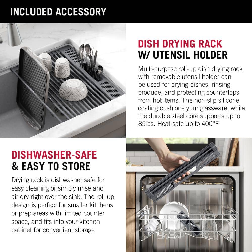 Dark Gray Granite Composite Workstation Kitchen Sink with Workflow Ledge
