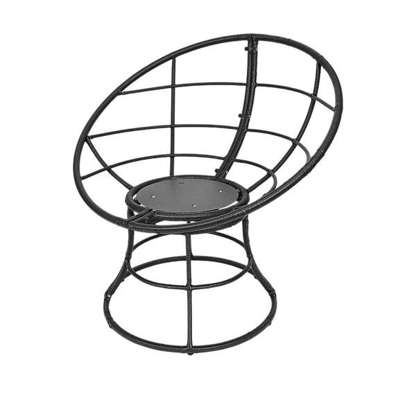 TWT Dark Brown Wicker Metal Frame Papasan Chair Outdoor