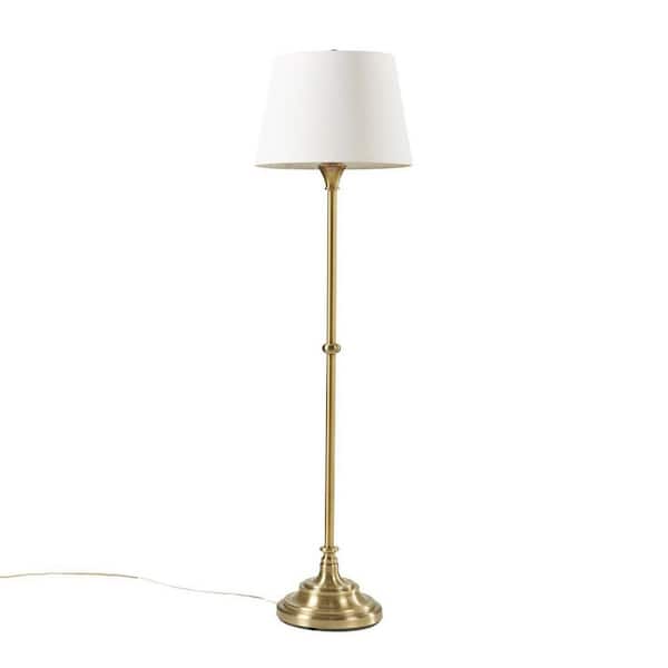 59 in. Bronze Modern 1-Light Smart 1-Way (On/Off) Standard Floor Lamp for Living Room with Fabric Drum Shade