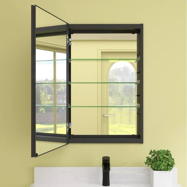 Zeafive 20 in. W x 30 in. H Black Rectangular Recessed or