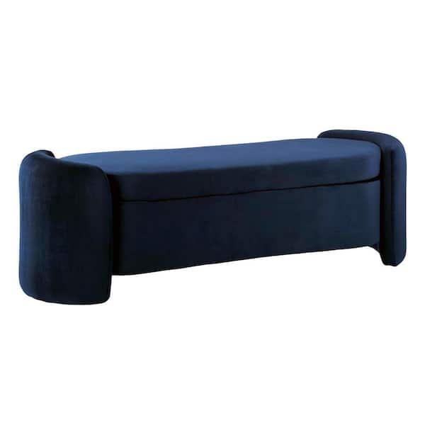 MODWAY Nebula Midnight Blue Upholstered Performance Velvet Bench