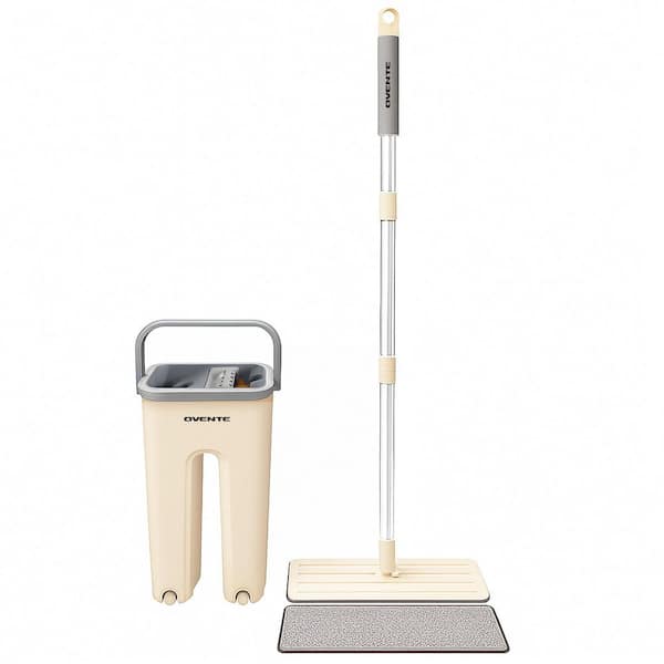 Mop and Bucket Set w/Wringer, Hands-Free Cleaning, Washable Pad-Perfect for Hardwood, Tile, Laminate and Glass windows