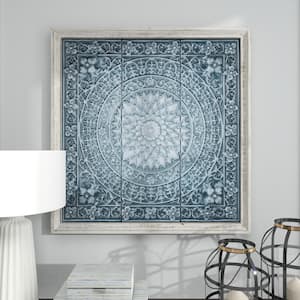 Metal Blue Scroll Wall Decor with Embossed Details