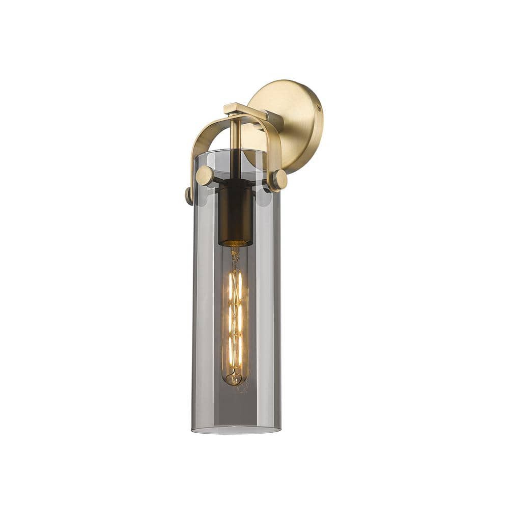 Pilaster 1-Light Brushed Brass Wall Sconce with Glass Shade price history on PriceWatchPro