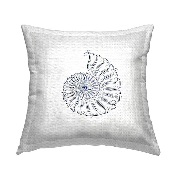 Stupell Industries Simple Nautilus Shell Blue Square Outdoor Throw Pillow