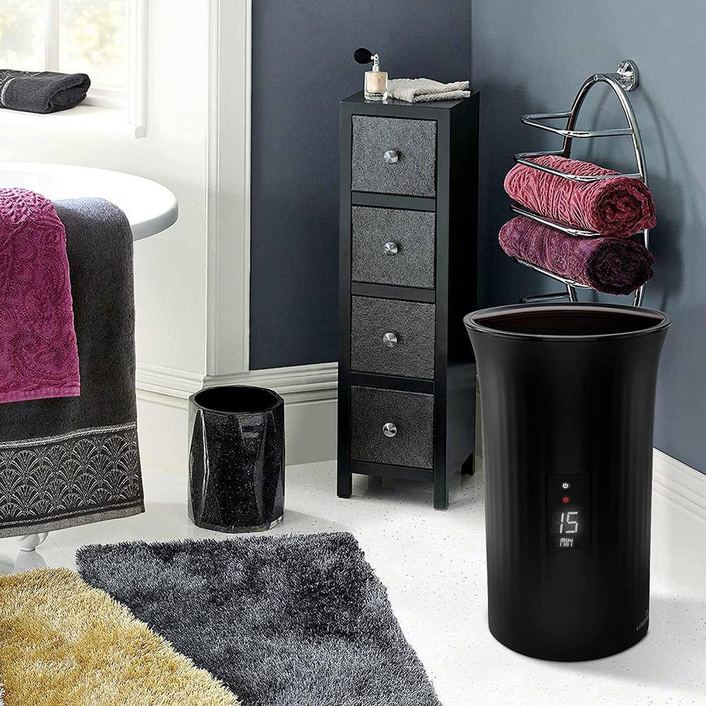 Black LED Display Bucket Style Towel Warmer with Adjustable Timer