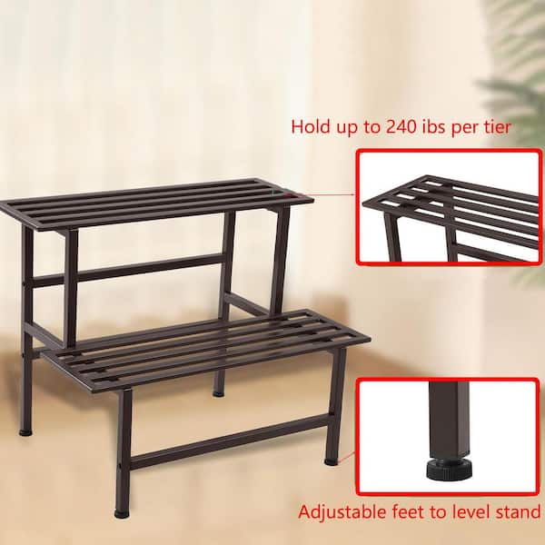 2-Tier Coffee Metal Plant Stand(26 in. H W x 10.1 in. H