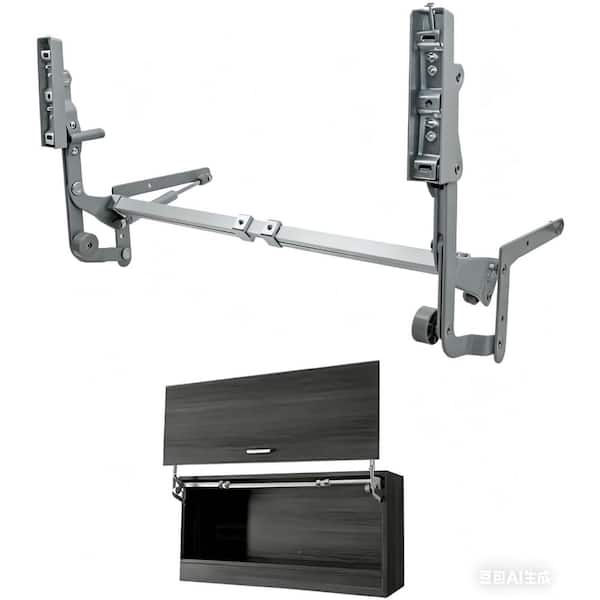 23.62 in.-35.43 in. Cabinet Door Hinge Set with Slow Closing, Vertical Swing Lift Up Stay Pneumatic Arm Mechanism Hinge