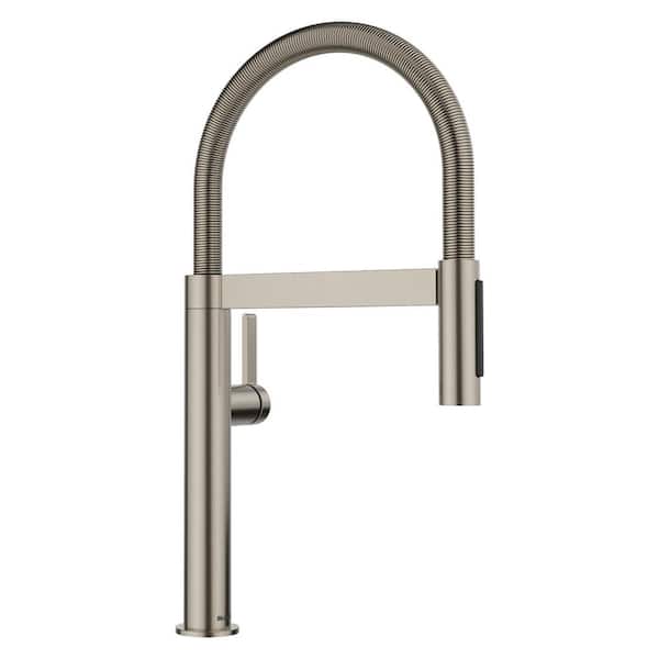 Culina II Satin Platinum 17.4 in. H Pull Down Sprayer Kitchen Faucet with 180 Degree Spout Swivel