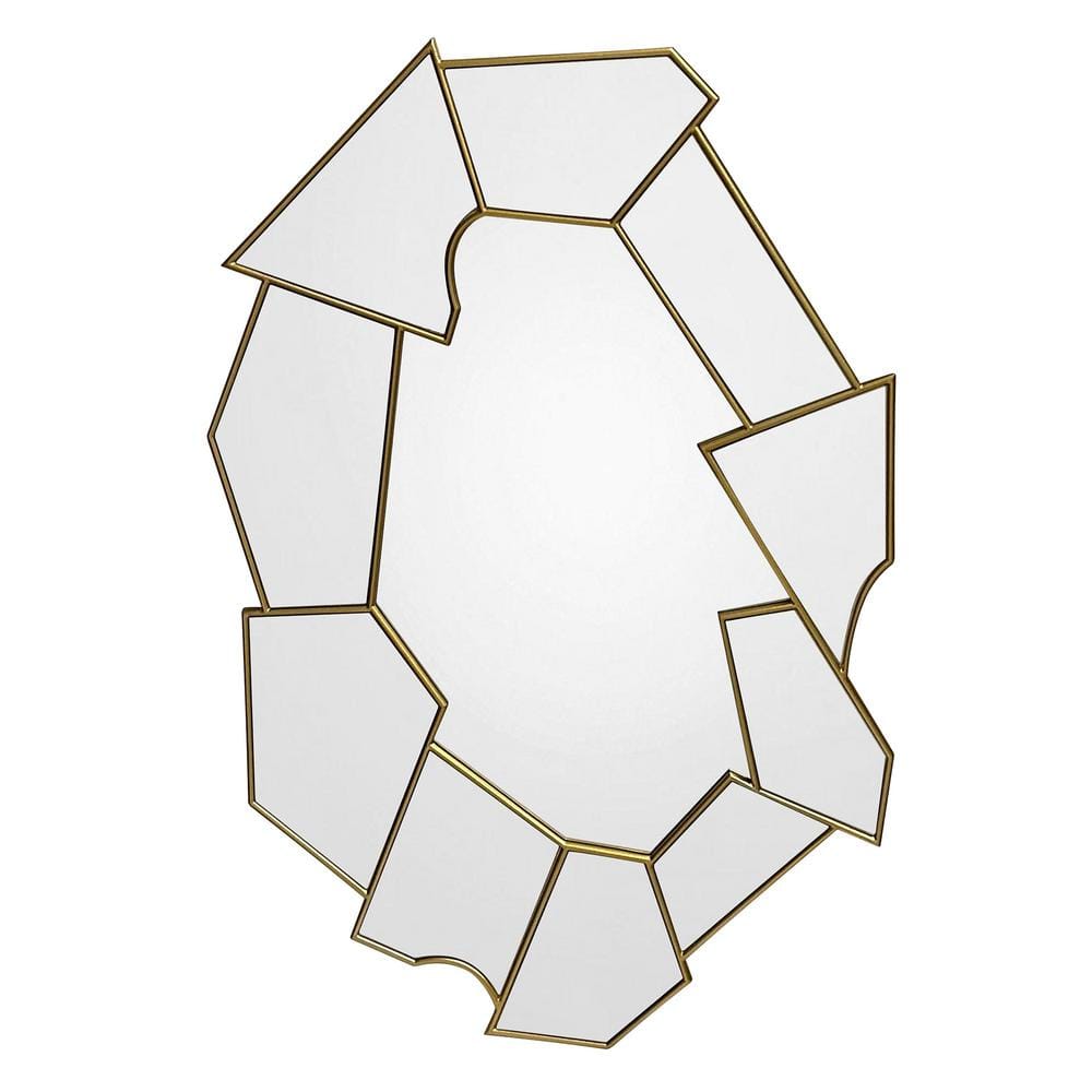 31.50 in. W x 47.20 in. H Irregular Bronze Metal Framed Wall Mirror for Bed