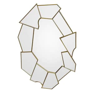 31.50 in. W x 47.20 in. H Irregular Bronze Metal Framed Wall Mirror for Bedroom Living Room Apartment Decorative Mirror