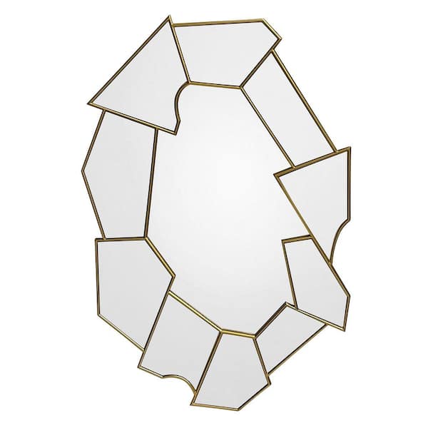 Unbranded 31.50 in. W x 47.20 in. H Irregular Bronze Metal Framed Wall Mirror for Bedroom Living Room Apartment Decorative Mirror