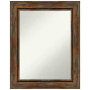 Alexandria Rustic Brown 24 in. H x 30 in. W Wood Framed Non-Beveled Wall Mirror in Brown