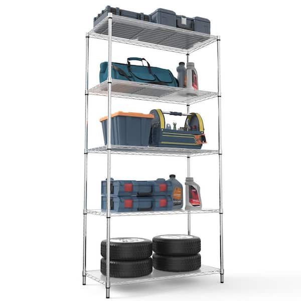棚/ラック/タンス L SISTEM 5tier steel shelf Tahanbath 5 Tier Shelf Wire Shelving Unit-5T-1636-C-LKJ, 72H in