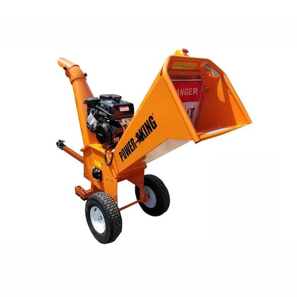 Power King 5 in. 14 HP Gas Powered Commercial Chipper Shredder Kit with Electric Start, Hour Meter and Wheel Base Extension