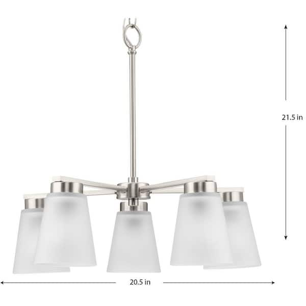 Progress Lighting Five Light 5-Light Brushed Nickel Transitional Chandelier