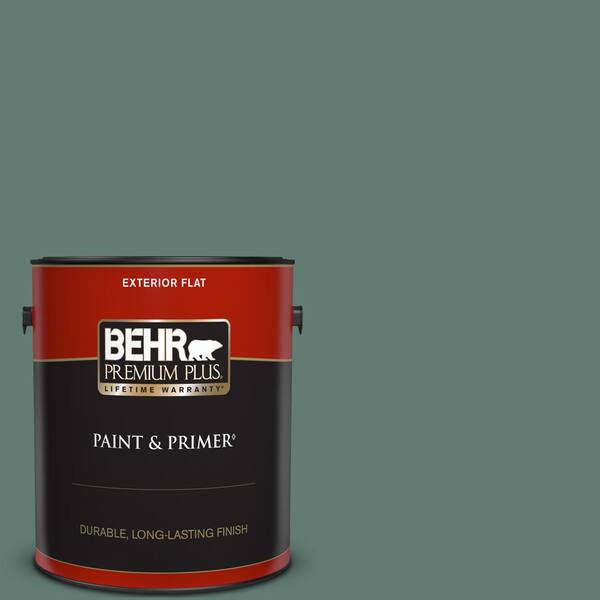 BEHR PREMIUM PLUS 1 gal. #S430-6 Forest Edge Flat Exterior Paint & Primer