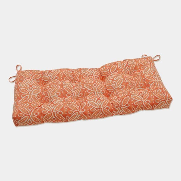 Pillow Perfect Novelty Rectangular Outdoor Bench Cushion in Orange