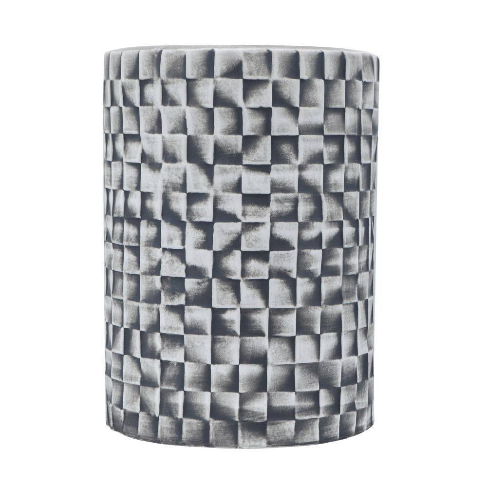 Metro Checkered Black and White Ceramic Garden Stool