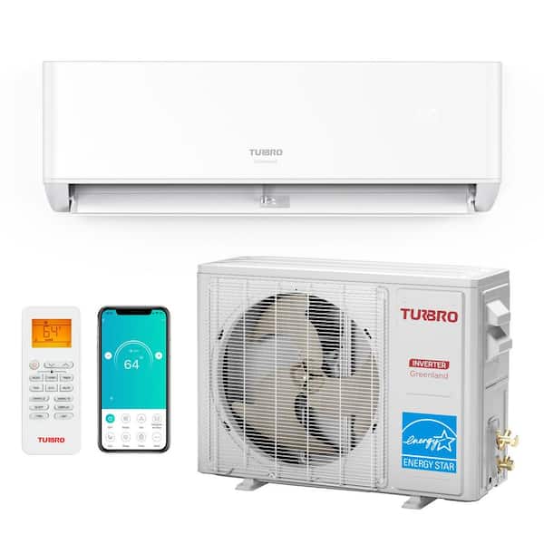 TURBRO 24,000 BTU Ductless Mini Split Inverter AC with Heat Pump, 20 SEER2,230V, Energy Star, Wi-Fi-Enabled, R454B