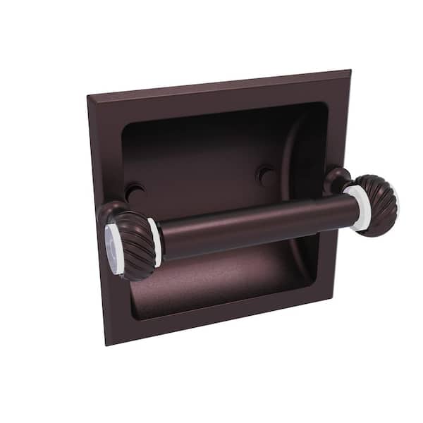 Allied Brass Pacific Grove Collection Recessed Toilet Paper Holder with Twisted Accents in Antique Bronze