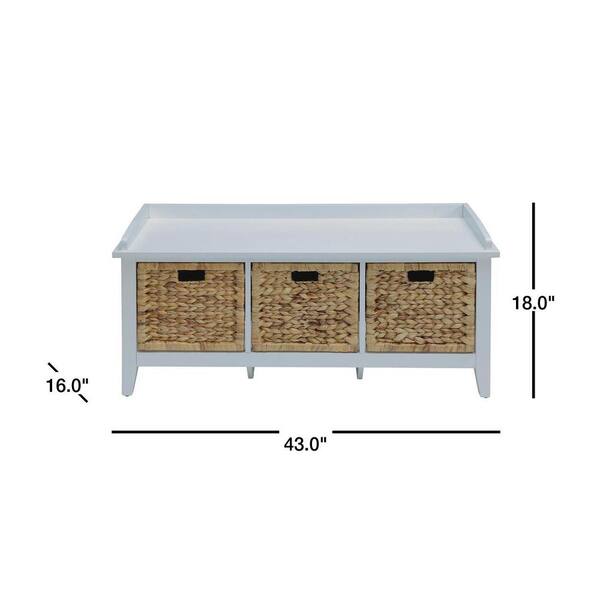 〆1/31 WHITE_WOOD_BENCH #1 Acme Furniture Flavius White Wood Bench Set of 1 with Drawers