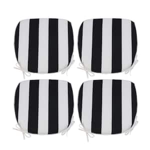 17.32 in. W x 2 in. H 4-Pieces Black White Outdoor Lounge Chair Cushions Seat Cushions with Straps